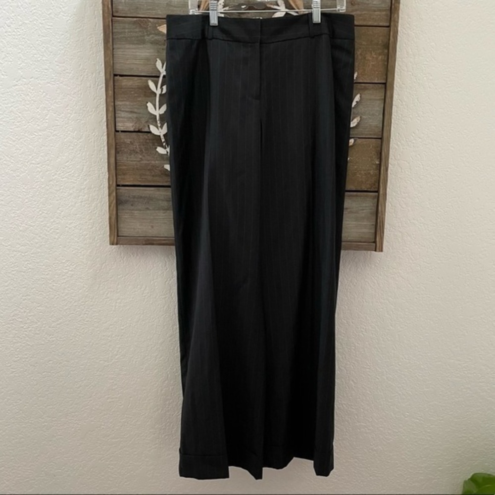 Ann Taylor LOFT Ann gray wool pinstripe trouser lined pants size 12 NWT